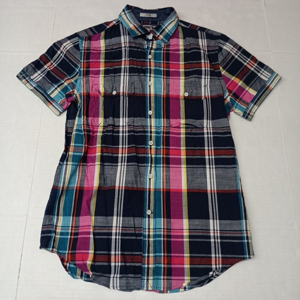 Express Shirt Men's S Multicolor Fitted Button Up Pockets